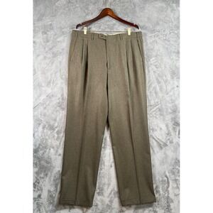Cifonelli Trousers Mens 40 39x34.5 Brown Wool Cotton Cashmere Double Pleat Cuff